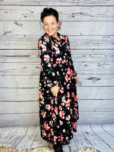 Kaylee Collared Black & Mauve Dress