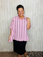 Rylee Pink & Grey Striped Top