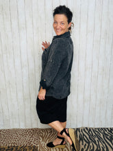 Mineral Washed Button Front Top- Ash Black