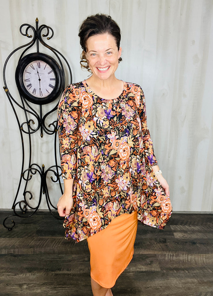 Rissa Handkerchief Tunic- Orange Floral – The King's Daughter Boutique