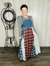 Patchwork & Lace Print Overall/Jumper Dress