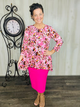 Samantha Ruffle High Low Tunic-Pink Leopard