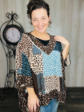 Teal Animal Print Poncho