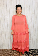 Misty Ruffle Tiered Dress-Coral