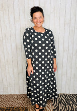 Polkadot Square Neck Dress- Black