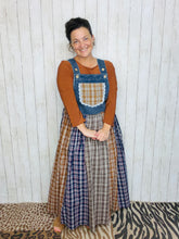 Patchwork Pinafore Plaid Overall/Jumper Dress