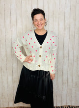 Adorable Hearts Cardigan Sweater- Black or Cream
