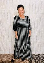 Lillian Striped Dress- Black
