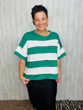 French Terry Striped Top- Kelly Green