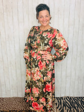 Jessica Green & Floral Belted Dress