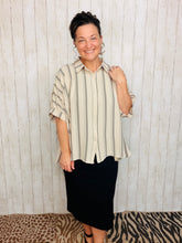 Rylee Taupe & Grey Striped Top