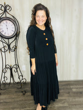 Tonya & Wood Button Dress- Black