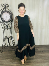 Michella High Low Dress-Black & Leopard