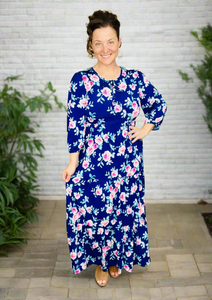 Sarah Navy & Roses Dress