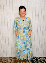 Mallory Light Blue & Green Patchwork Dress