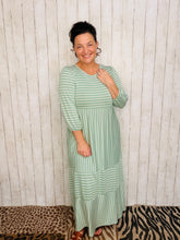 Lillian Striped Dress- Sage