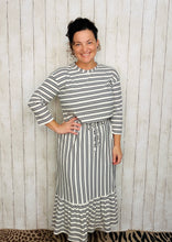 Ribbed Midi Dress- Black & White Stripe