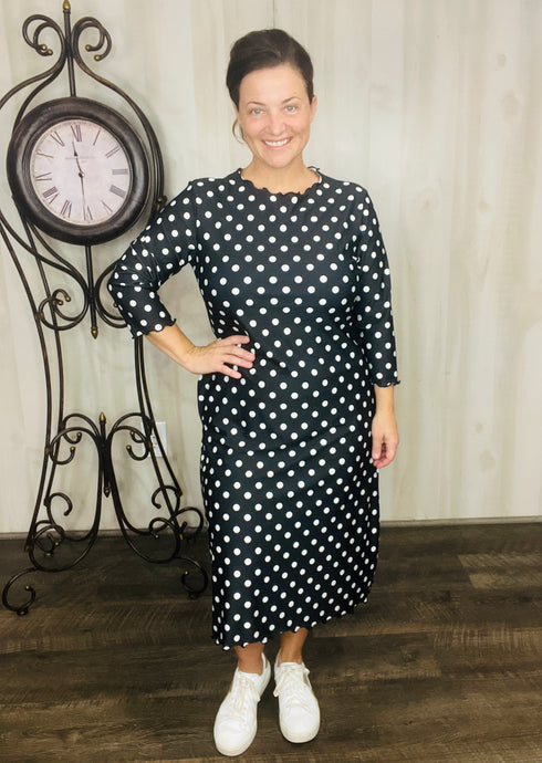Black & White Polkadot Active/Swim Dress