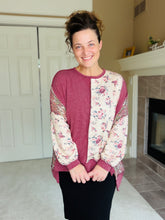 Gina Burgundy & Taupe Knit Pullover