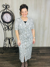 Leopard & Buttons Midi Dress