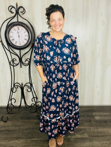Sabrina Navy & Floral Dress