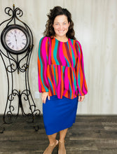 Colors of Fall Striped Peplum Top