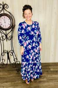 Sarah Navy & Roses Dress