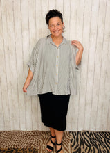 Rylee Charcoal & White Striped Top