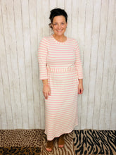 Ribbed Lounge Dress- Pink Striped