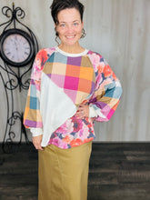 Tammie Raglan Plaid & Floral Pullover