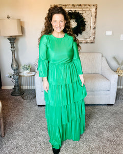 Juliet Bodre Ruffle Dress- Green