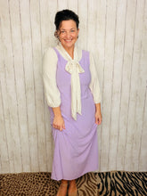 Becky Bow & Honeycomb Dress- Lilac & Ivory