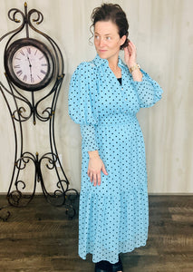 Vintage & Polkadot Dress- Blue or Mauve