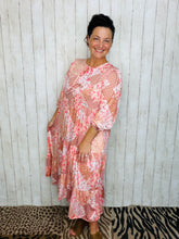 Cassie Marie Tiered Boho Style Dress-Peach Patchwork