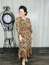 Rhonda Smocking Waist Dress- Colorful Leaf