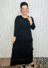 Misty Ruffle Tiered Dress-Black