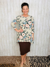 Samantha Ruffle High Low Tunic-Ivory Floral