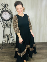 Michella High Low Dress-Black & Leopard