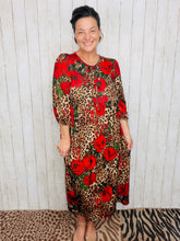 Missy Midi Length Animal Print & Roses Dress