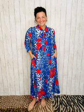 Brenda Bow Navy & Red Roses Dress