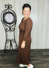 Ribbed Lounge Dress- Chocolate Brown