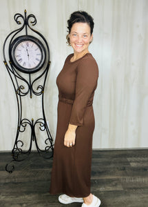 Ribbed Lounge Dress- Chocolate Brown