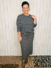 Marissa Ribbed Top- Brown & Blue Stripes