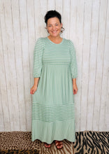 Lillian Striped Dress- Sage