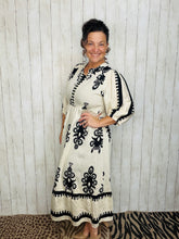 Tara Cream & Black Abstract Print Dress