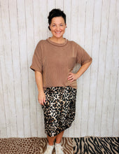 Ribbed Oversized Top- Brown