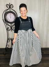 Striped Overall Dress- Black & White