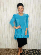 Turquoise Bodre Tunic- Ruffle Sleeves