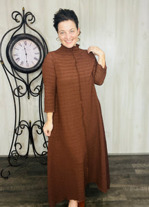 Jaqueline Vintage & Textured Dress- Chocolate Brown