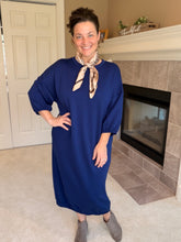 Oh So Comfy Sweatshirt Dress-Navy